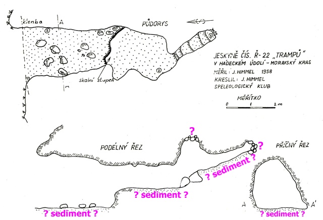 Jeskyně Trampů - mapa